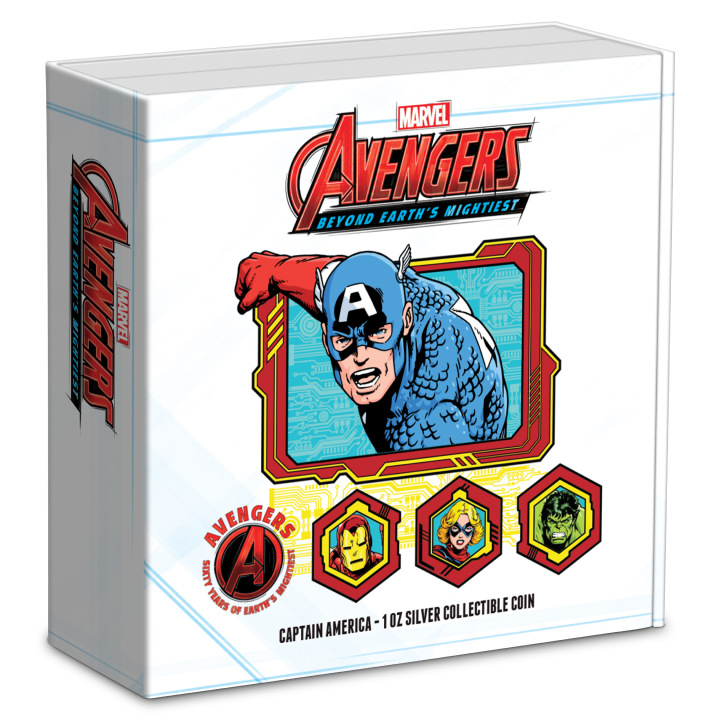 Niue: Marvel - Avengers 60th Anniversary 'Captain America' coloured 1 oz Silber 2023 Proof