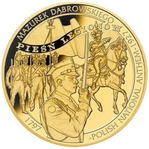 Niue: Mazurek Dąbrowskiego 1/4 oz Gold 2022 Poof Coin