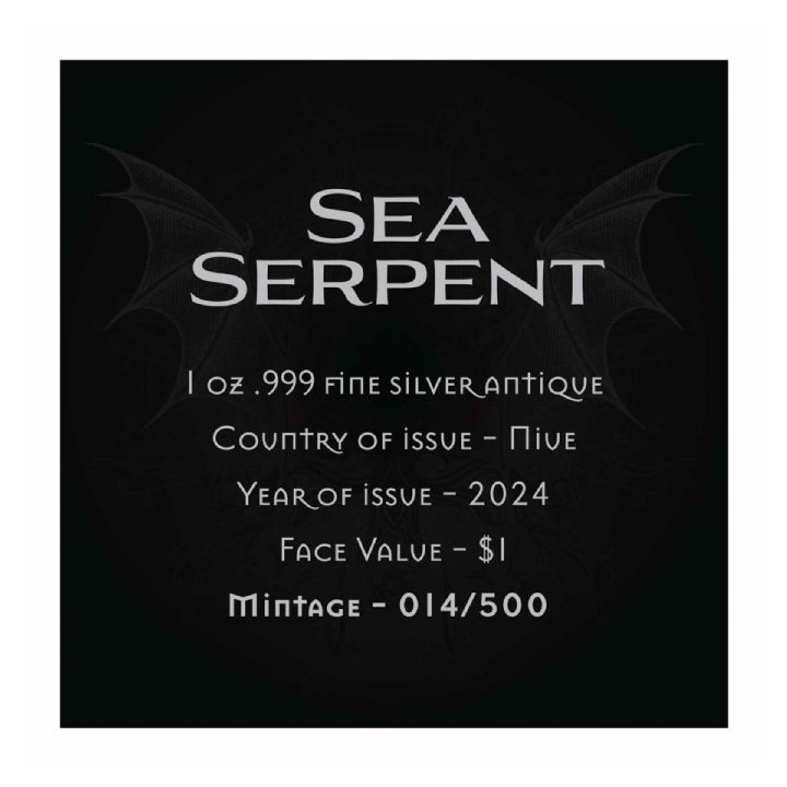 Niue: Mythical Creatures - Sea Serpent 1 oz Silber 2024 Antiqued Coin