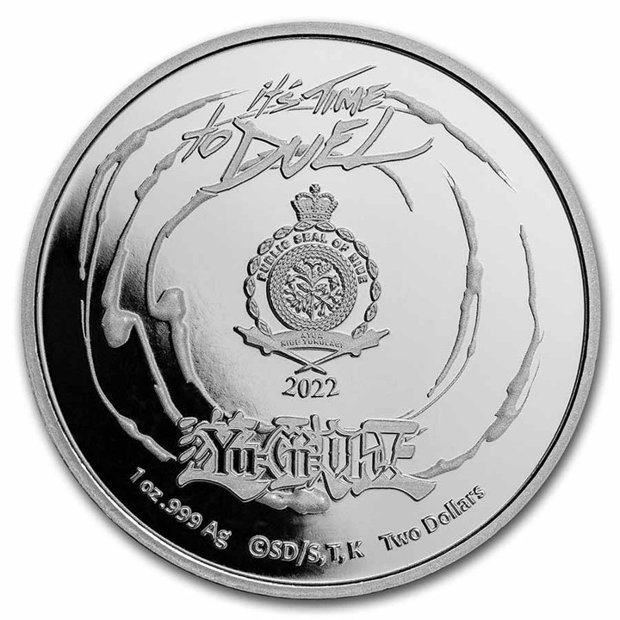 Niue: Yu-Gi-Oh! Blue-Eyes White Dragon colorized - 25th Anniversary 1 oz Silver 2022 Slab