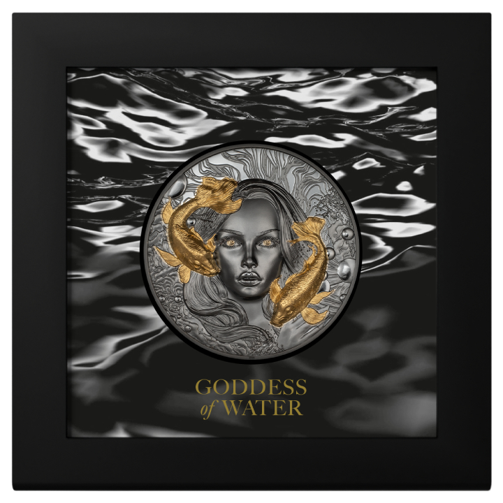 Palau: Goddess of Water 2 oz Silber 2024 Gilded Black Proof