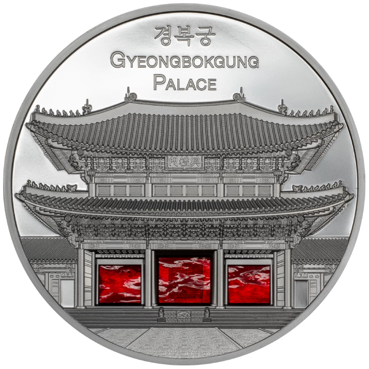 Palau: Tiffany Art Metropolis - The Gyeongbokgung Palace coloured 5 oz Silber 2024 Black Proof 