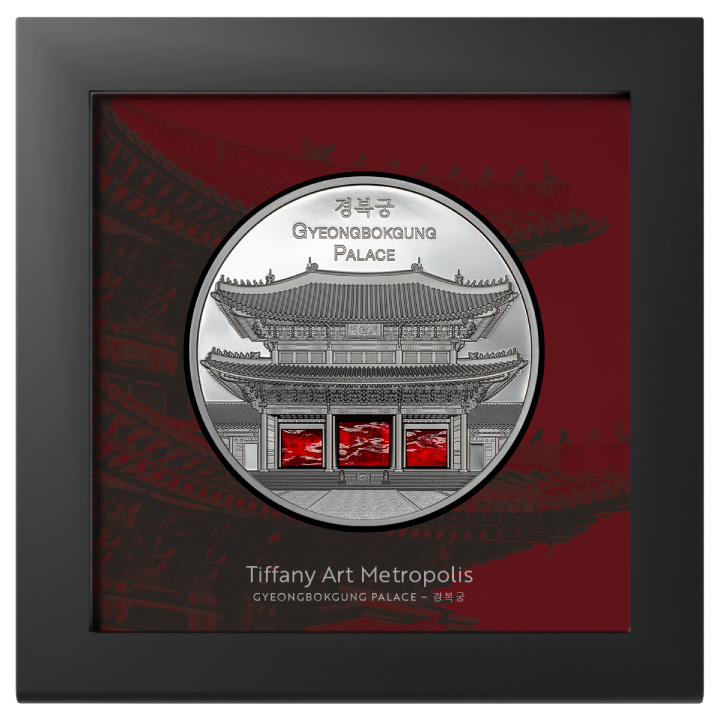 Palau: Tiffany Art Metropolis - The Gyeongbokgung Palace coloured 5 oz Silber 2024 Black Proof 