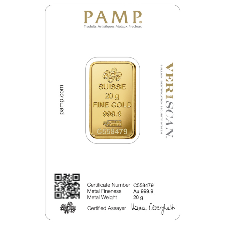 Pamp Suisse Fortuna Veriscan 20 gram Gold Bar LBMA