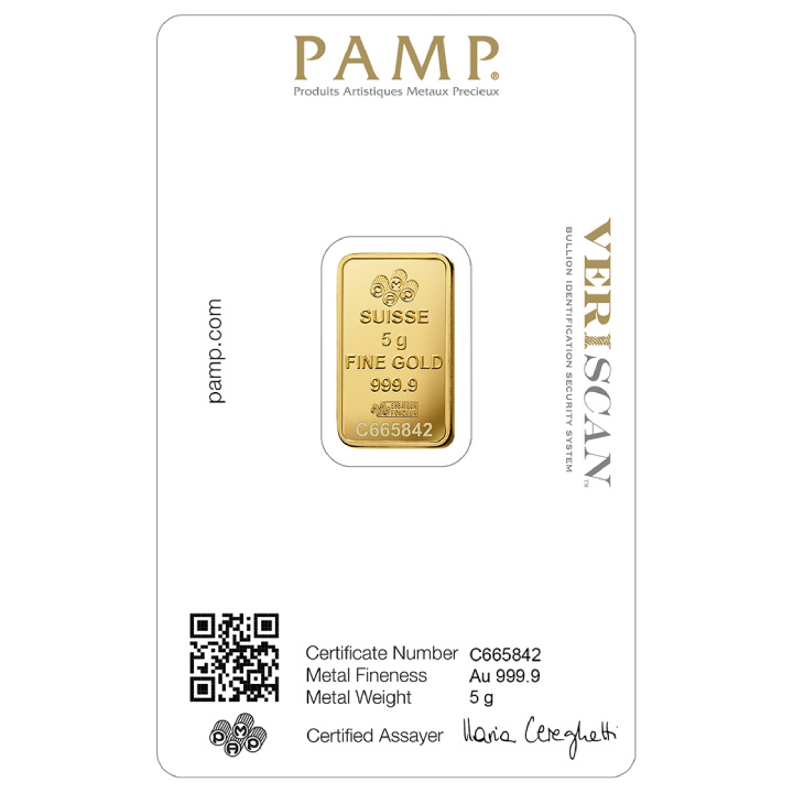 Pamp Suisse Fortuna Veriscan 5 gram Gold Bar LBMA