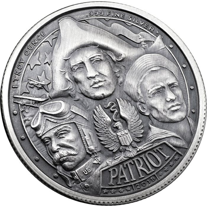 Patriot: American Revolution 1 oz Silver 2019 Antiqued Round Coin