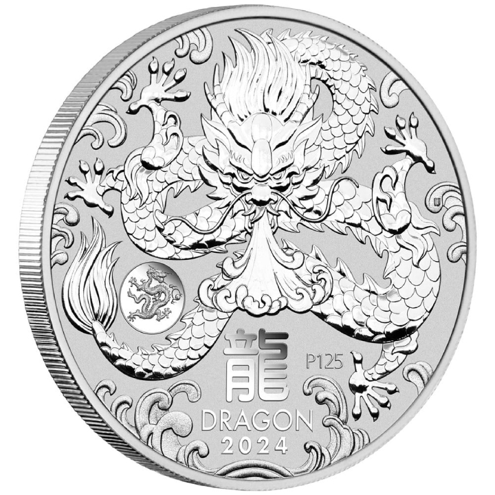 Perth Mint: Lunar III - Year of the Dragon 1 oz Silber 2024 Dragon Privy Mark