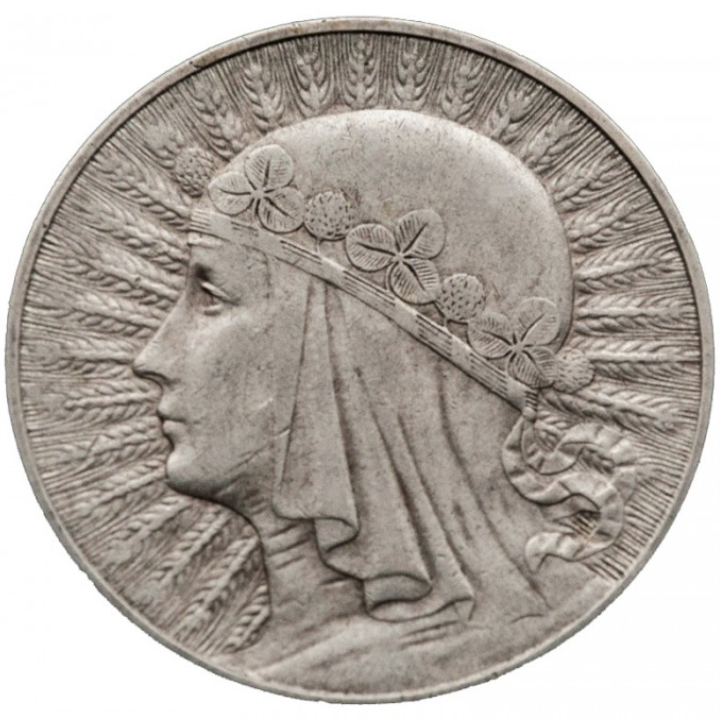 Polen: "Kopf einer Frau" Jadwiga 10 Zloty Silber 1932-1933