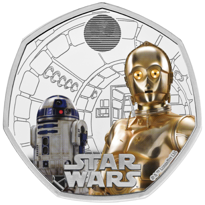 Star Wars: R2-D2 and C-3PO 50p coloured Silber 2023 Proof 