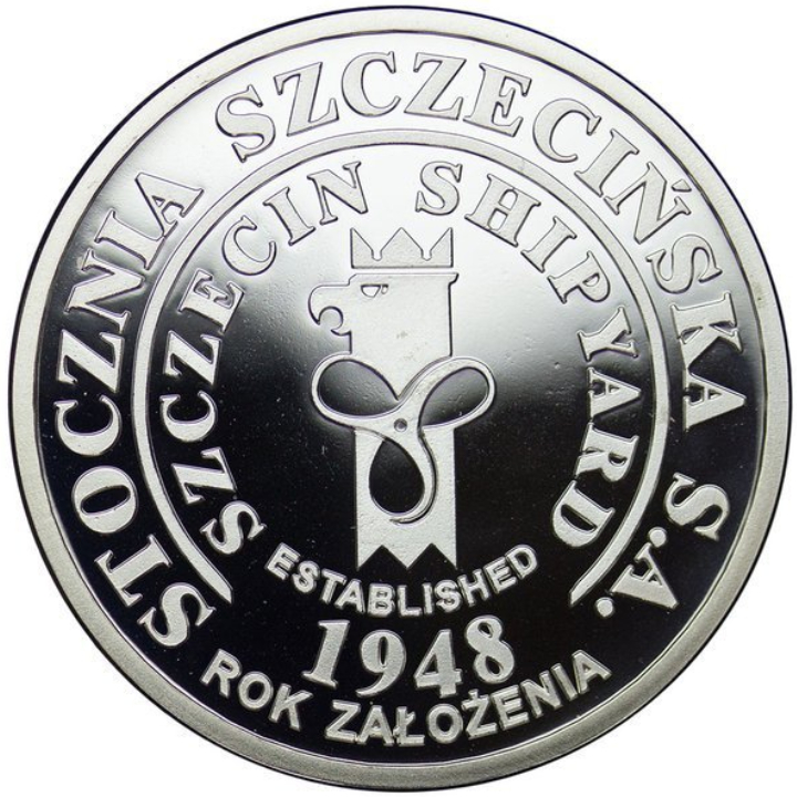 Szczecin Shipyard - 600 Ships Launched Silber 1999 Proof Round 