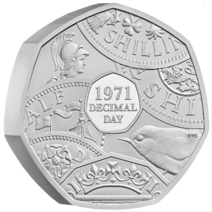 The 50th Anniversary of Decimal Day 2021 Proof Piedfort Coin