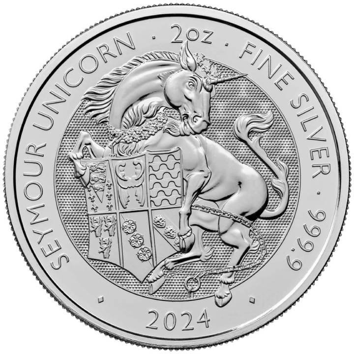 The Royal Tudor Beasts: The Seymour Unicorn 2 oz Silber 2024