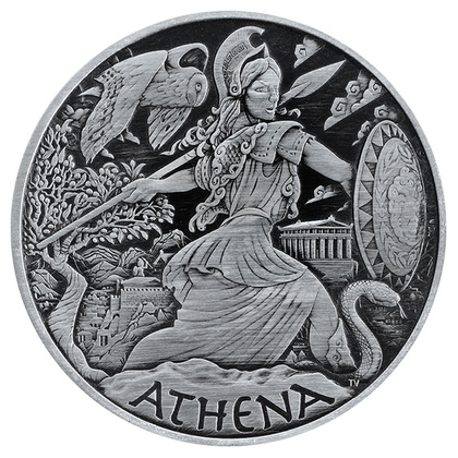 Tuvalu: Gods of Olympus - Athena 5 oz Silber 2022 Antiqued Coin