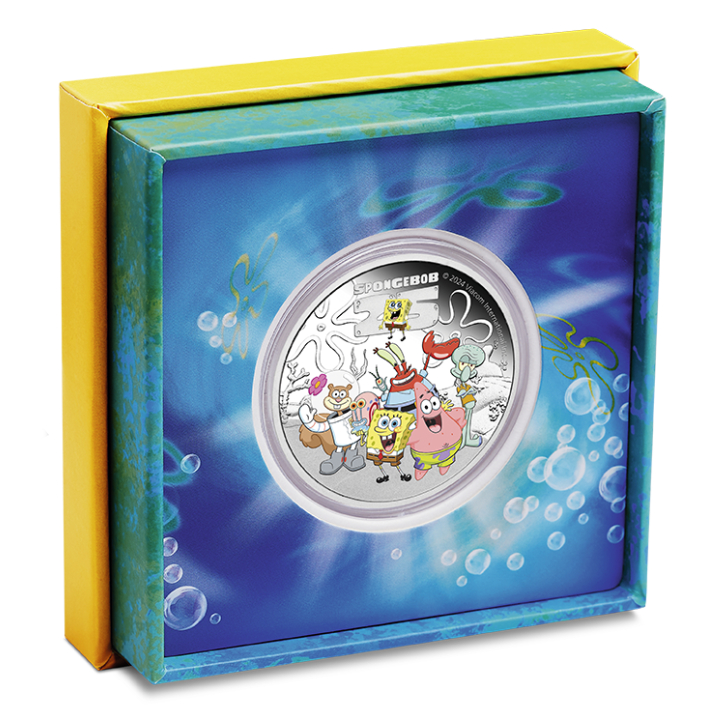 Tuvalu: SpongeBob & Friends coloured 1 oz Silber 2024 Proof