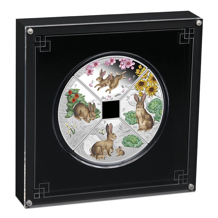 Tuvalu: Year of the Rabbit Quadrant Four-Coin Set 1oz Silber 2023 Proof 