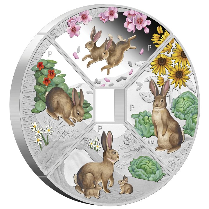 Tuvalu: Year of the Rabbit Quadrant Four-Coin Set 1oz Silber 2023 Proof 