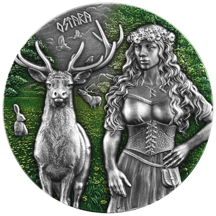 Valkyries: Ostara coloured 2 oz Silber 2023 Ultra High Relief