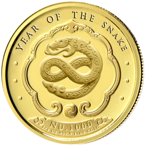 Bhutan: Lunar Year of the Snake coloured 1/4 oz Gold 2025 Proof