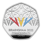 Birmingham 2022 Commonwealth Games UK 50p Silber Proof Piedfort Colour Coin