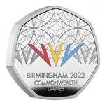 Birmingham 2022 Commonwealth Games UK 50p Silber Proof Piedfort Colour Coin