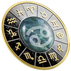 Cameroon: Zodiac Sign - Cancer coloured Silber 2023 Gilded Black Proof Coin