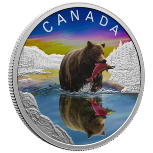 Canada: Wildlife Reflections - Grizzly Bear coloured $20 Silber 2024 Proof Coin 