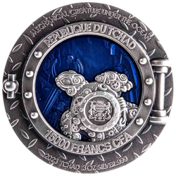 Czad: Mechanical Creature - Under The Ocean coloured 3 oz Silber 2023 High Relief Antiqued Coin