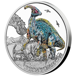 Niue: Prehistoric World - Parasaurolophus coloured $1 Silber 2023 Proof