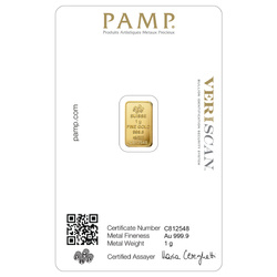 Pamp Suisse Fortuna Veriscan 1 gram Gold Bar LBMA