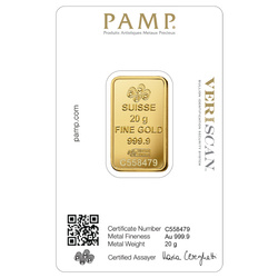 Pamp Suisse Fortuna Veriscan 20 gram Gold Bar LBMA