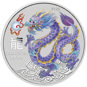 Perth Mint: Lunar III - Year of the Dragon "Lilac Dragon" coloured 1/2 oz Silber 2024 