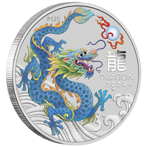 Perth Mint: Lunar III - Year of the Dragon "Teal Dragon" coloured 1 oz Silber 2024 