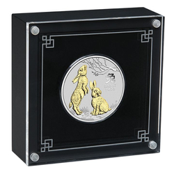 Perth Mint: Lunar III - Year of the Rabbit 1 oz Silber 2023 Gilded Coin (in the case)