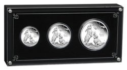 Perth Mint: Lunar III -Year of the Rabbit: Three-coin set Silber 2023 Proof  