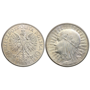 Polen: "Kopf einer Frau" Jadwiga 10 Zloty Silber 1932-1933