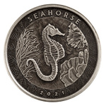 Samoa: Seepferdchen 1 oz Silber 2021 Antique Coin