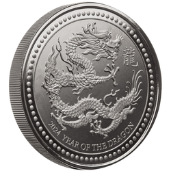 Samoa: Year of the Dragon 2 oz Silver 2024 Black Rhodium Coin 