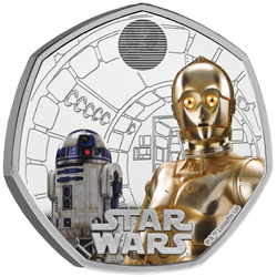 Star Wars: R2-D2 and C-3PO 50p coloured Silber 2023 Proof 