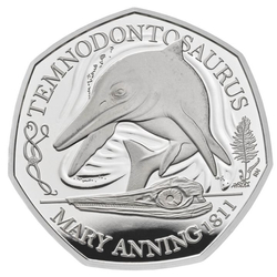 Tales of the Earth: Temnodontosaurus 50p Silber 2021 Proof 