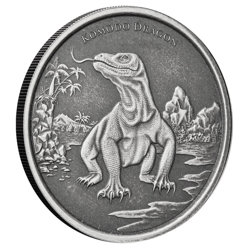 Tokelau: Komodo Dragon 1 oz Silber 2022 Antiqued Coin 