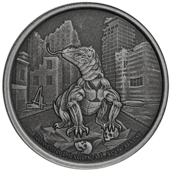 Tokelau: Komodo Dragon A.I. Apocalypse 1 oz Silber 2022 Antiqued Coin 