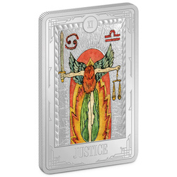 Niue: Tarot Cards – Justice kolorowany 1 uncja Srebra 2023 Proof
