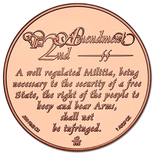 2. Verfassungszusatz Minuteman 1 Unze Kupfer