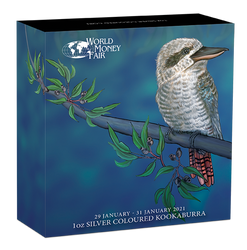 World Money Fair Berlin 2021: Kookaburra 1 oz Silber 2021 Colorized