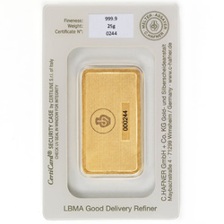 Sztabka C. Hafner 25 gramów Złota LBMA GD Refiner