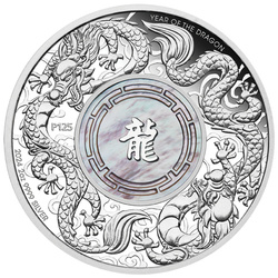 Double Dragon with Mother of Pearl 2 oz Silber 2024 Proof