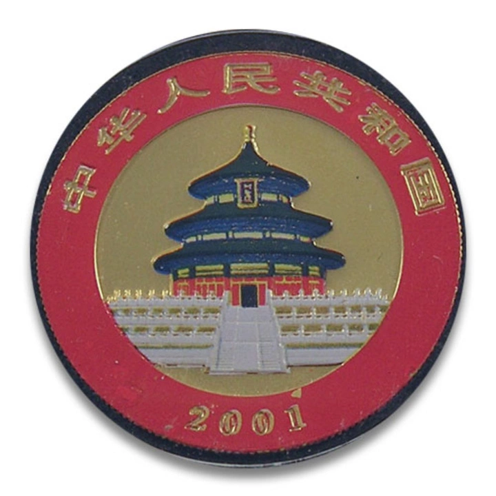 Panda China 2001: juego de 5 monedas de oro coloreadas