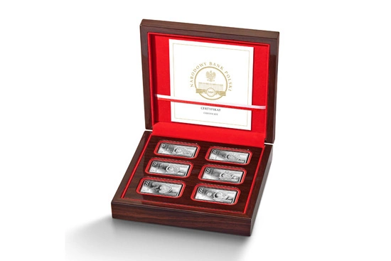 Polské bankovky v oběhu – sada stříbrných mincí 10 – 500 zł 2022 Proof