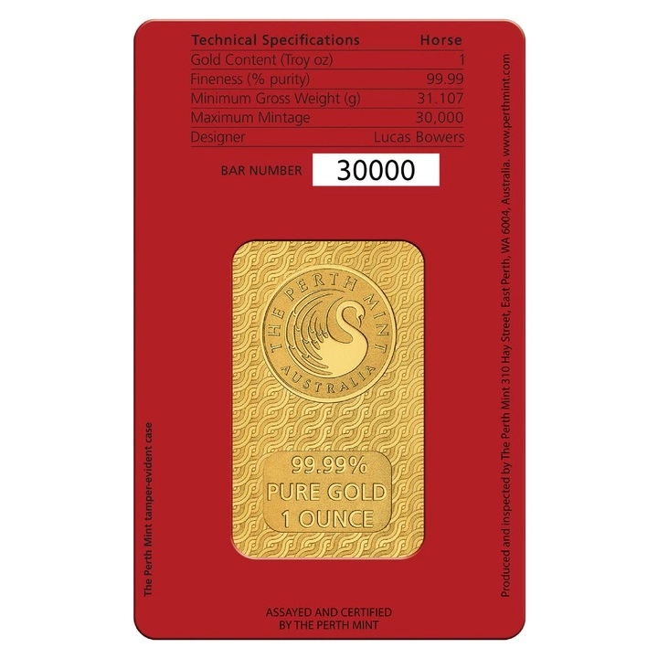 Perth Mint: Lunar-III-Goldbarren – Jahr des Pferdes, 1 Unze Gold, 2026