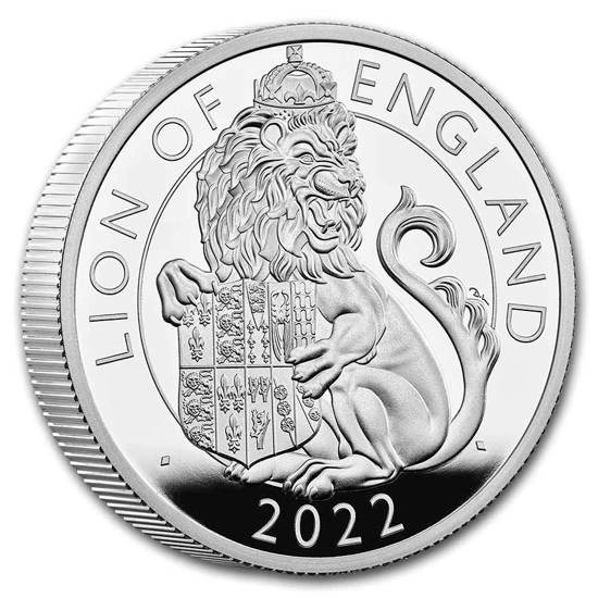 The Royal Tudor Beasts: Lion of England 2 unce stříbra 2022 Proof